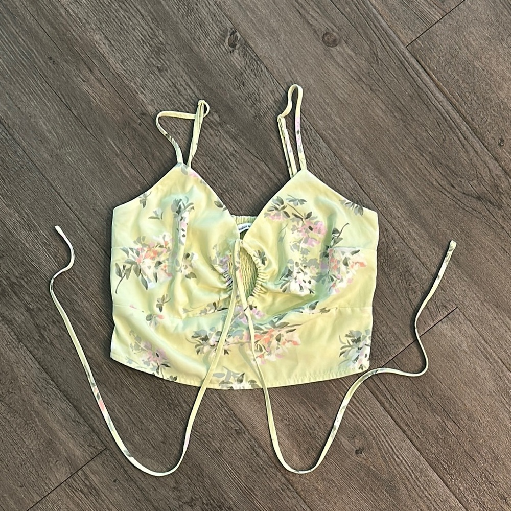 Abercrombie & Fitch Green Tie Front Crop Camisole